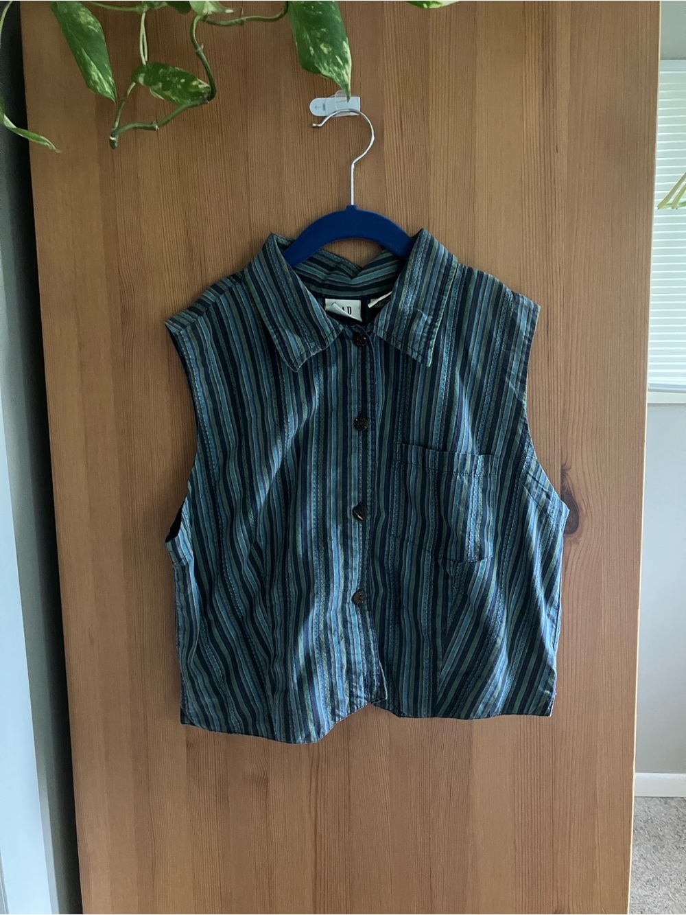 Vintage Gap Striped Textured Crop Top Button Down